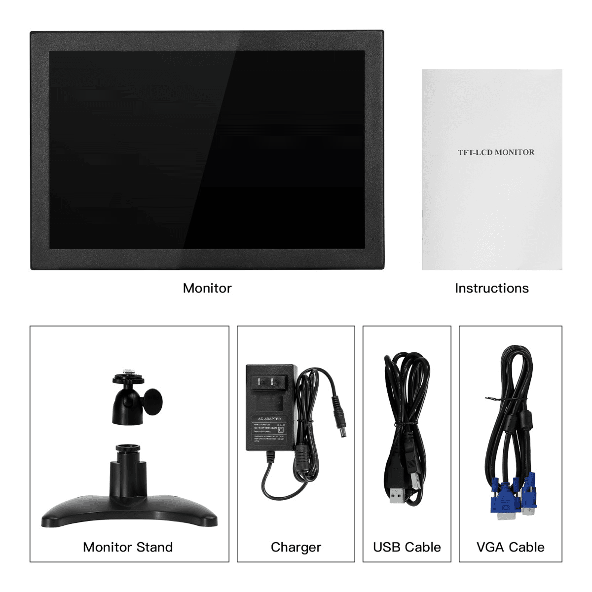 GC1016 10,1-дюймовый TFT-ЖК-монитор, цветной экран 1280*800, AV1, VGA, HDMI, BNC, USB-вход, встроенный динамик — фото 2