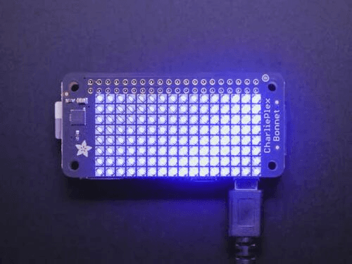 Крышка со светодиодной матрицей Adafruit CharliePlex - 8x16 синих светодиодов — фото 2