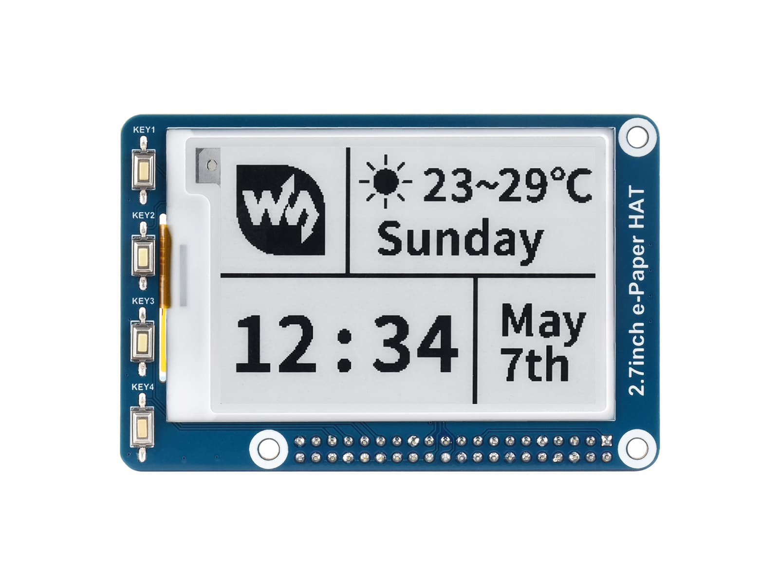 264x176, 2,7-дюймовый дисплей E-Ink HAT для Raspberry Pi — фото 2