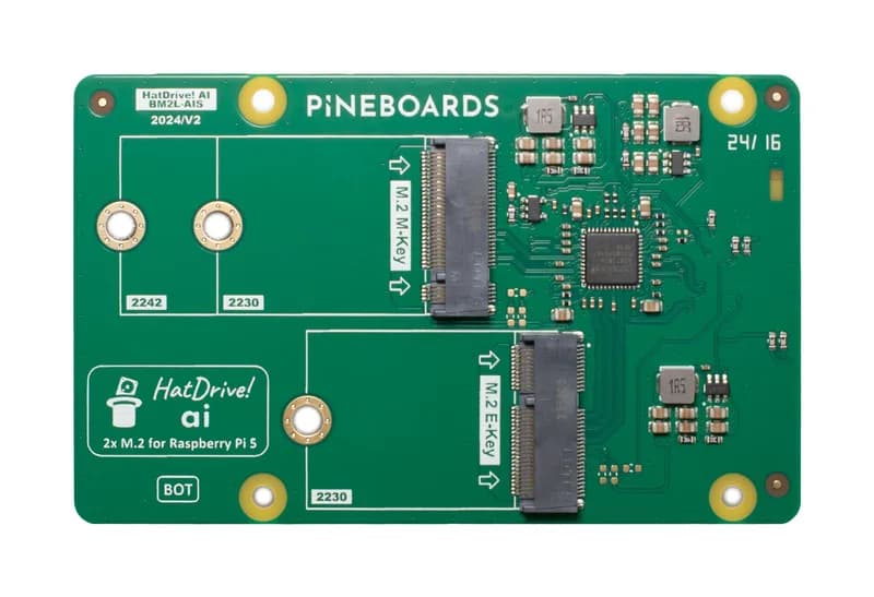 Сосновые доски HatDrive! AI (NVMe + Coral Edge TPU) для Raspberry Pi 5