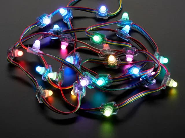 Плоские цифровые светодиоды RGB с рассеянным светом, 12 мм (нитка из 25 шт.)