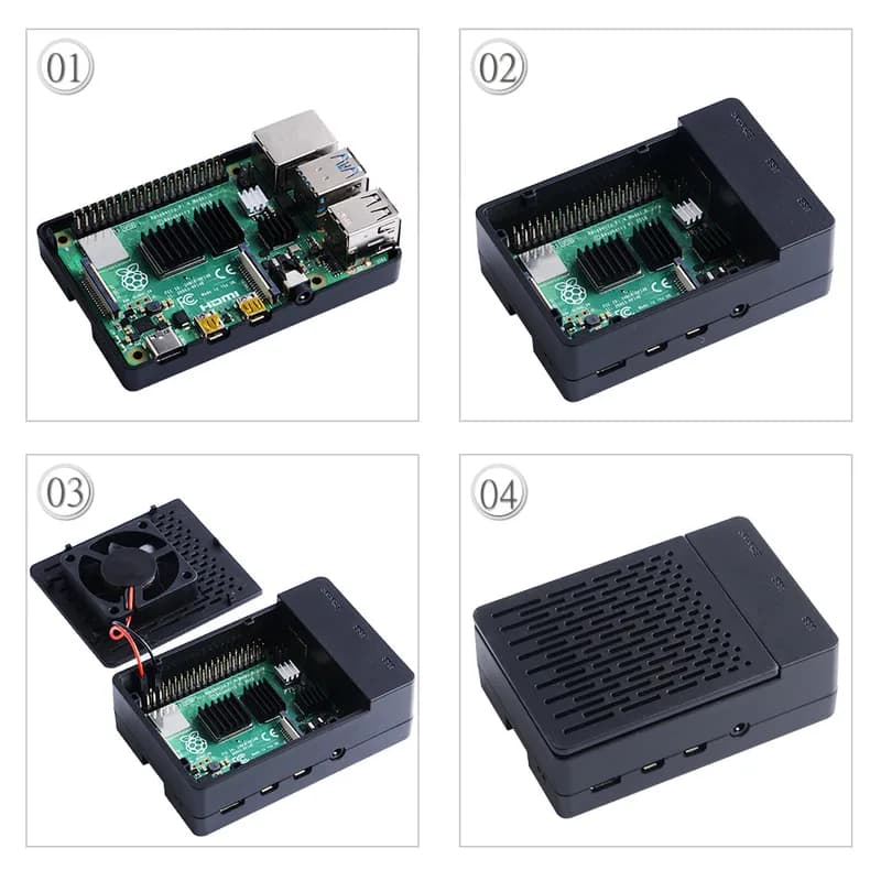 Черный чехол ABS H-типа для Raspberry Pi 4 B