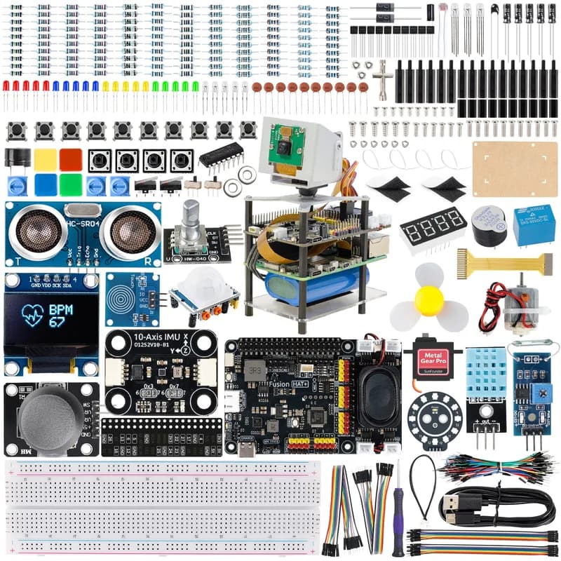 Комплект SunFounder AI Fusion Lab Kit для Raspberry Pi 5/4/3B+/Zero 2w, Multi-LLM ChatGPT/Gemini/Grok, OpenCV и MediaPipe, Python, видеокурсы для начинающих инженеров