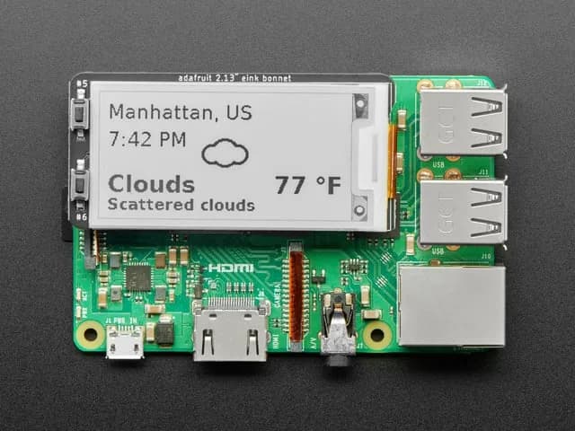 Adafruit 2,13-дюймовый монохромный чехол с электронными чернилами для Raspberry Pi