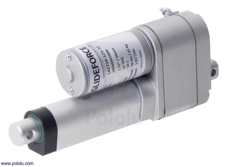 Glideforce LACT2P-12V-20 Легкий линейный привод с обратной связью: 50 кгс, ход 2 дюйма (полезный 1,97 дюйма), 0,57 дюйма/с, 12 В