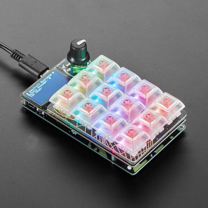 Стартовый комплект Adafruit MacroPad RP2040 — клавиши 3x4 + кодировщик + OLED — ADABOX019 Essentials