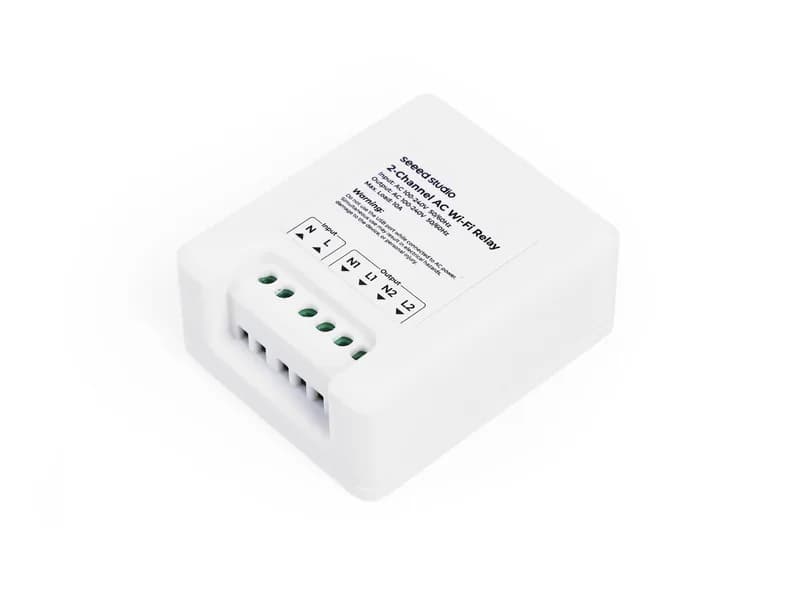 2-канальное реле переменного тока Wi-Fi, питание от XIAO ESP32-C3, встроенная поддержка ESPhome и Home Assistant, встроенный измеритель мощности