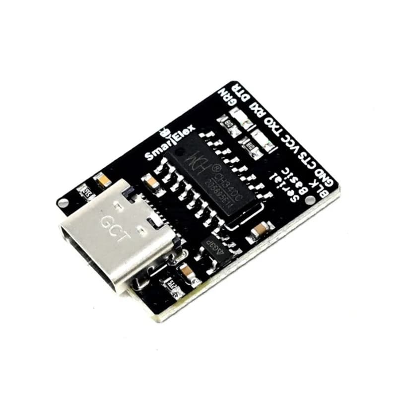 Базовый последовательный преобразователь SmartElex USB-C и коммутационный модуль CH340C IC