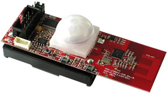 MOD-ZIGBEE-PIR Детектор движения Zigbee PIR с MRF24J40 и PIC18F26K20
ОСОБЕННОСТИ