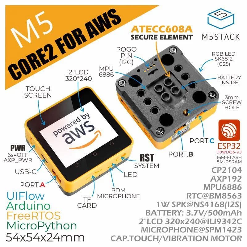 M5Stack Core2 для AWS — ESP32 IoT —