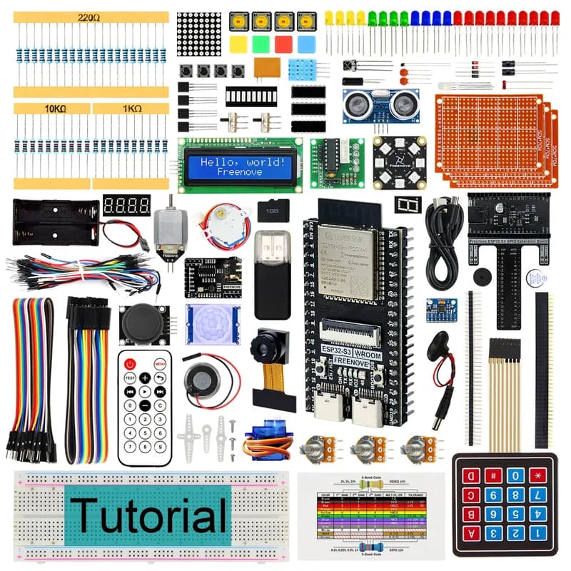 Freenove Ultimate Starter Kit для ESP32-S3 ESP32 S3 CAM-камеры Wi-Fi Bluetooth, двухъядерный 32-битный микроконтроллер 240 МГц, Python C Java, подробное руководство на 783 страницы, 243 предмета, 116 проектов