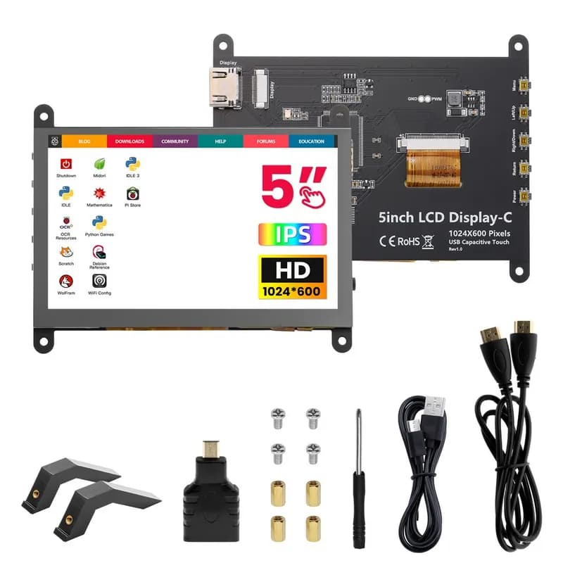 5-дюймовый IPS HD Display-C с разъемом для наушников, сенсорный экран 1024*600, совместимый с Raspberry Pi/BB Black и т. д.