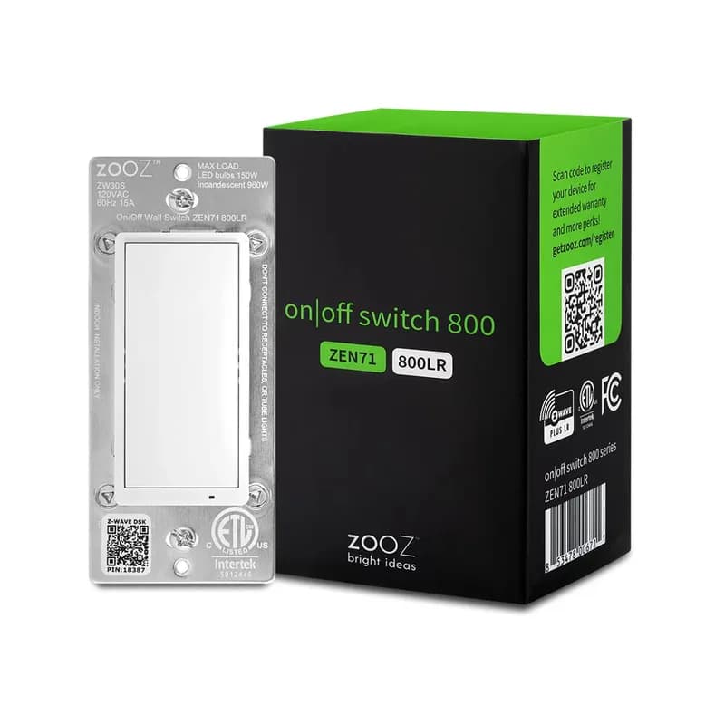 Zooz 800 Series Z-Wave Выключатель света дальнего действия вкл/выкл ZEN71 800LR
ФУНКЦИИ