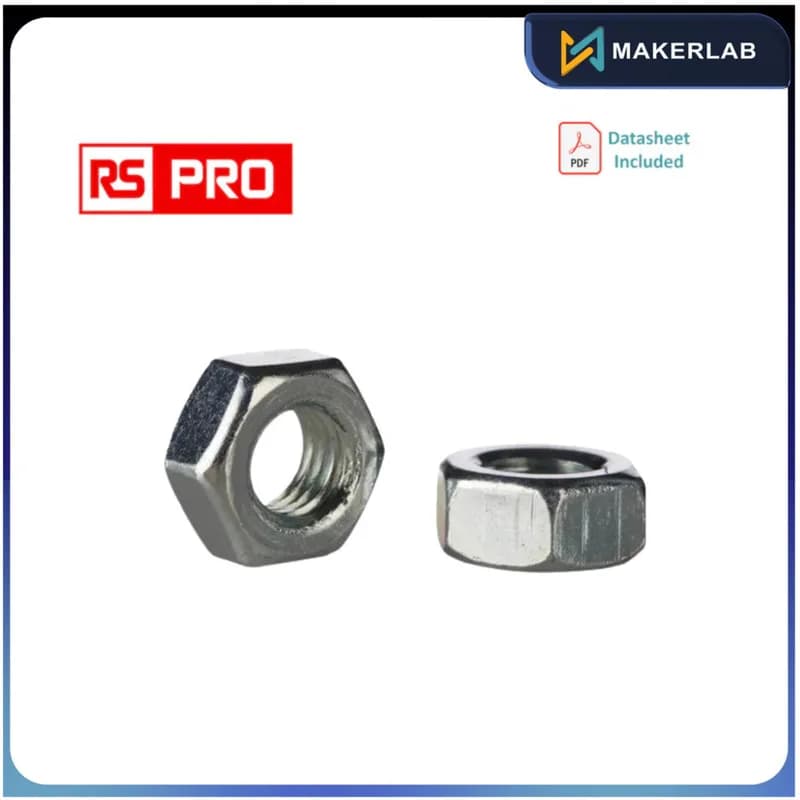 189-563 | 1 упаковка из 100 шт., RS PRO, гладкая шестигранная гайка из нержавеющей стали, DIN 934, M3