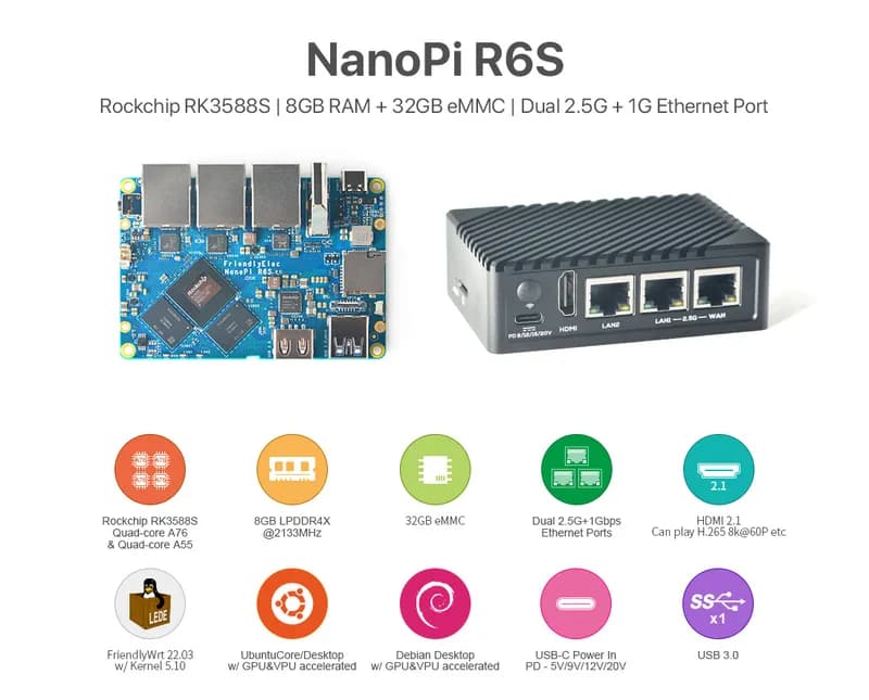 NanoPi R6S + Металлический корпус