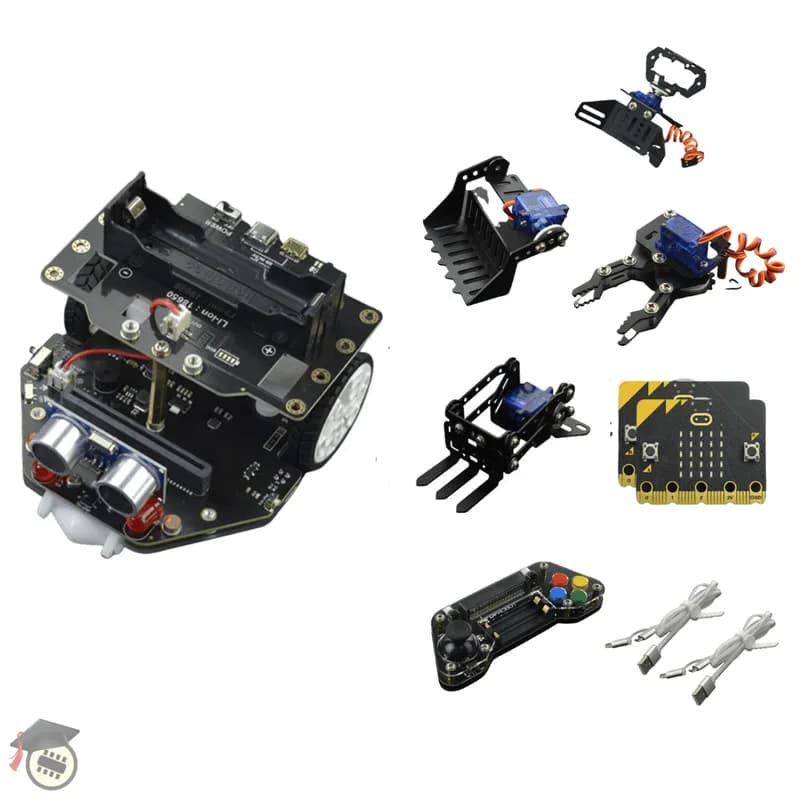 micro:Maqueen Plus V2 (батарея 18650) с механикой, micro:bit V2 и геймпадом