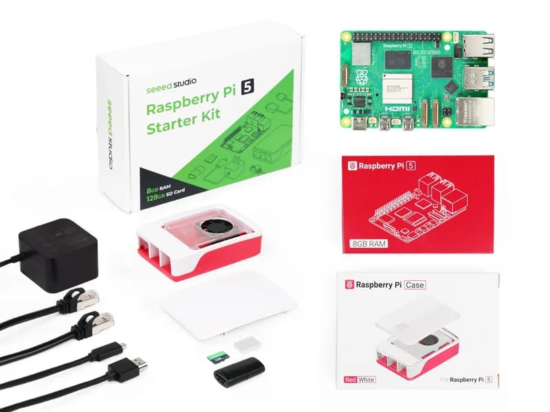 Стартовый комплект Seeed Studio Raspberry Pi 5 — 8 ГБ ОЗУ, карта Micro SD 128 ГБ с предустановленной 64-битной ОС Raspberry Pi