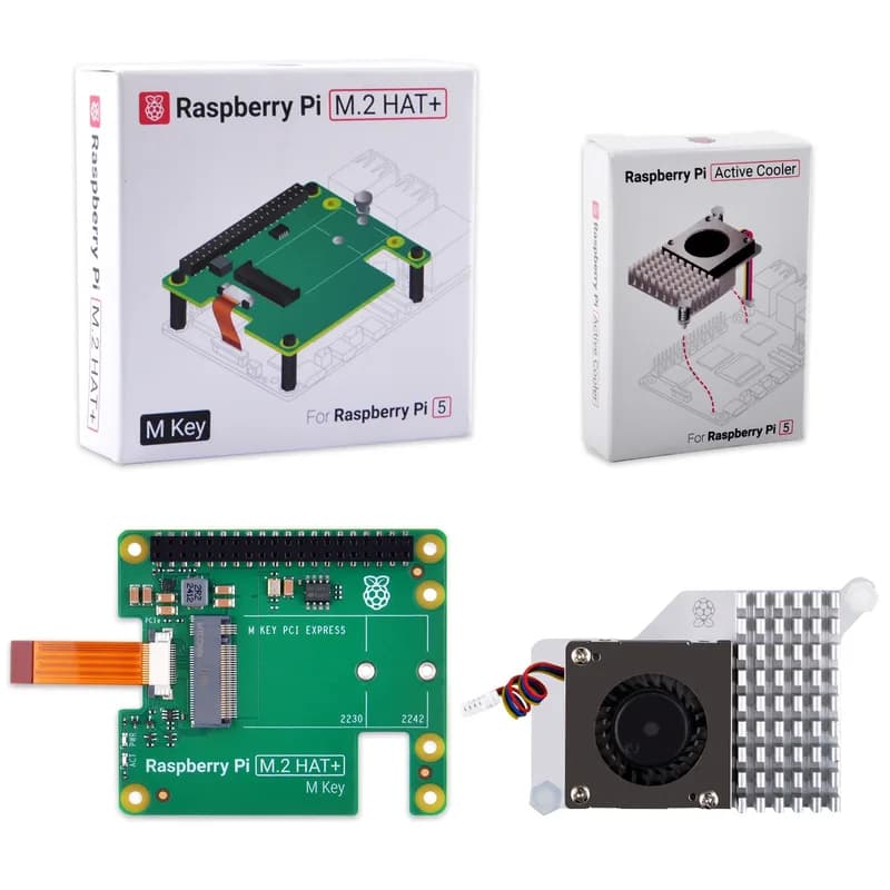 52Pi M.2 HAT+ и активный кулер Raspberry Pi для Raspberry Pi 5, поддержка SSD M.2 2230/2242