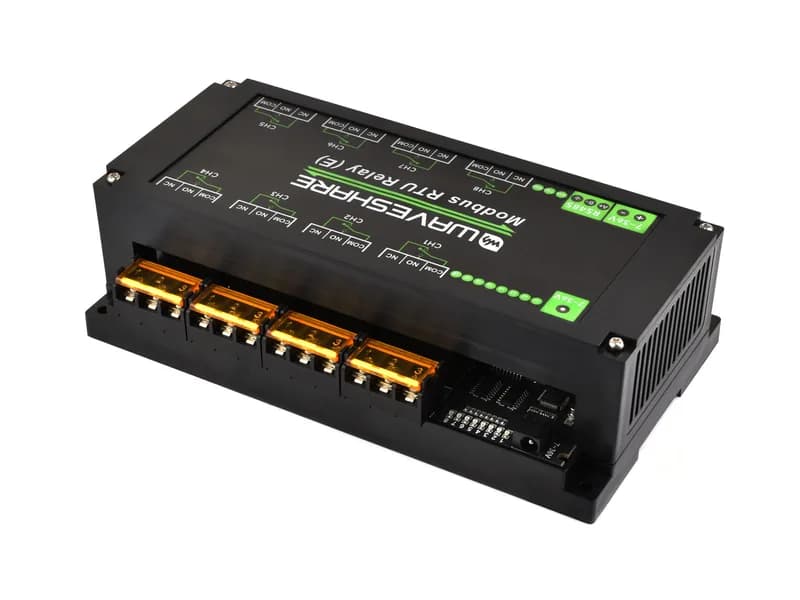 8-канальный релейный модуль Modbus RTU – 30 А, RS485, монтаж на DIN-рейку