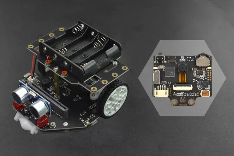 micro:Maqueen Plus V2 (никель-металлгидридная аккумуляторная батарея) с линзами HUSKYLENS