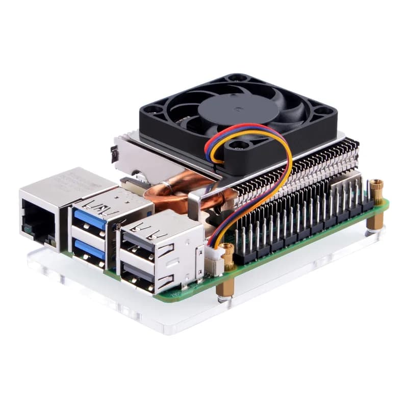 52Pi Ультратонкий кулер ICE Tower для Raspberry Pi 5, низкопрофильный кулер, бесшумный охлаждающий вентилятор для Raspberry Pi 5