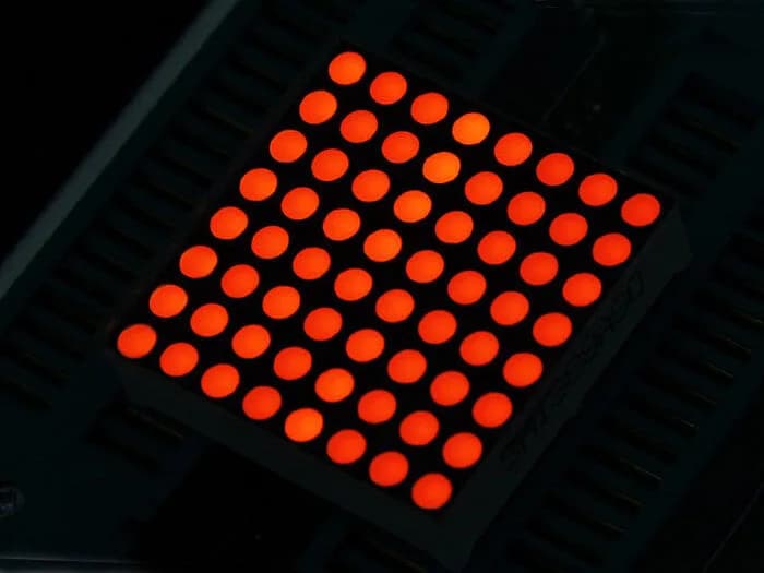 Квадратный матричный светодиод 32 мм 8x8 — красный общий анод