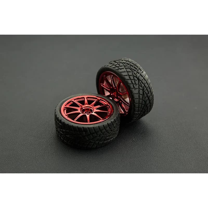 D65mm Пара резиновых колес - красные (без вала)