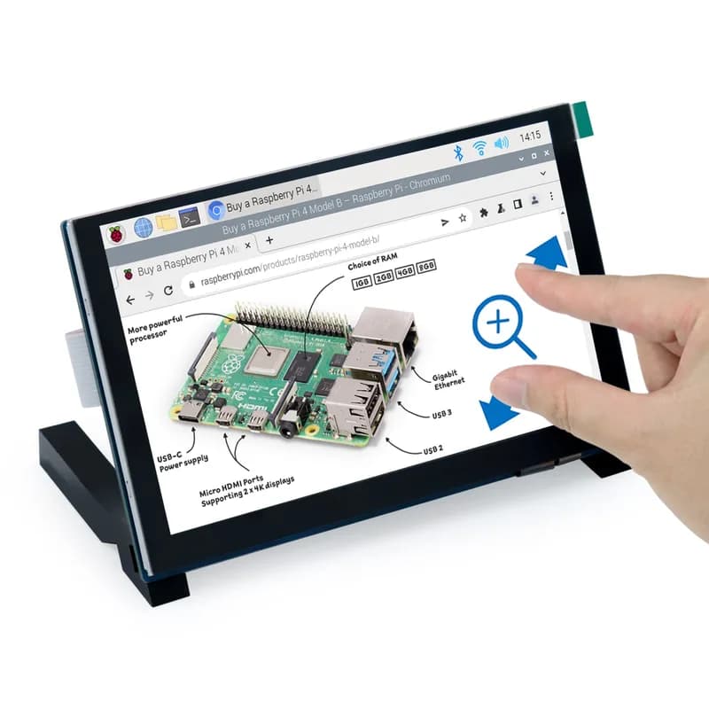 Freenove 5/7-дюймовый сенсорный монитор для Raspberry Pi 5 4 B 3 B+ A+, дисплей IPS / TN с разрешением 800x480 пикселей, 5-точечный сенсорный емкостный экран, порт MIPI DSI без драйверов