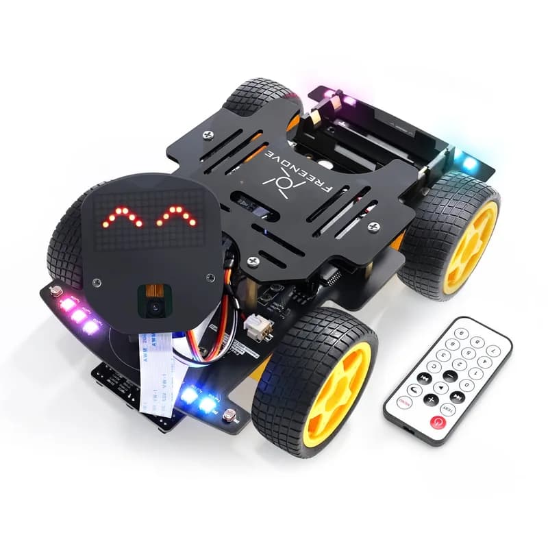 Автомобильный комплект Freenove 4WD для CAM-камеры ESP32 Wi-Fi Bluetooth, двухъядерный 32-битный микроконтроллер 240 МГц, точечная матрица, предотвращение препятствий, отслеживание линий, отслеживание света, цветной свет, приложение