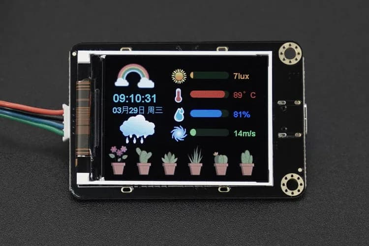 Gravity: 2,0-дюймовый IPS-экран LVGL ESP32-S3 со вспышкой 8M (320240, I2C и UART)