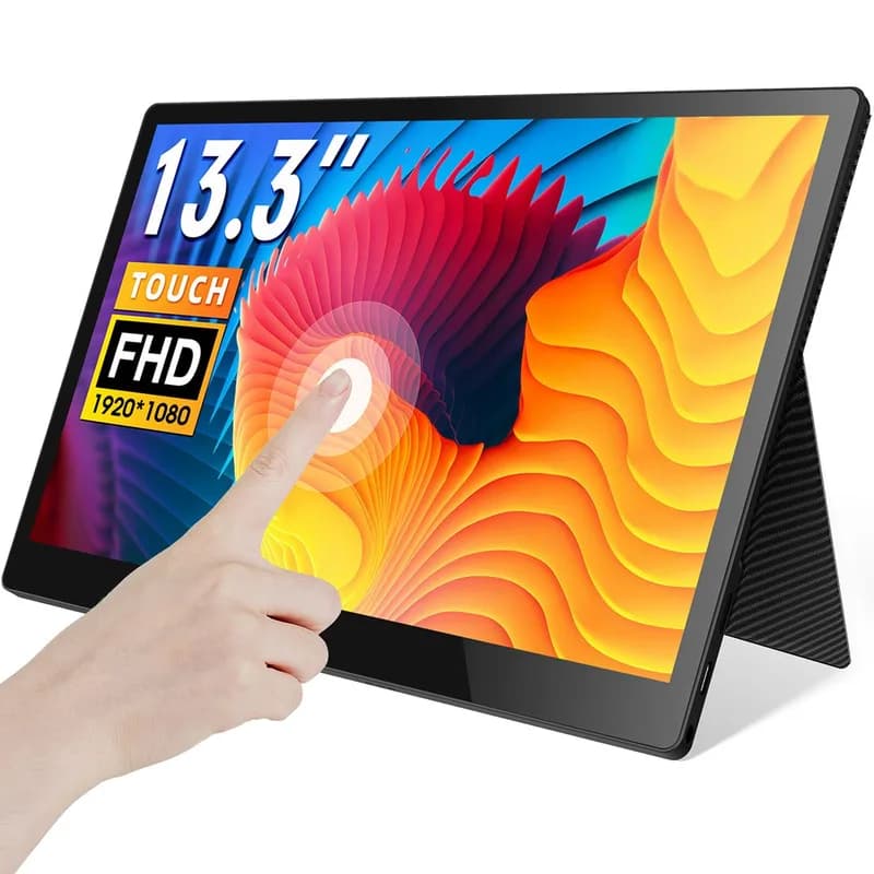 CrowVi Супертонкий 13,3-дюймовый портативный монитор IPS HD с сенсорным экраном и разрешением 1920x1080 пикселей с сенсорным экраном
