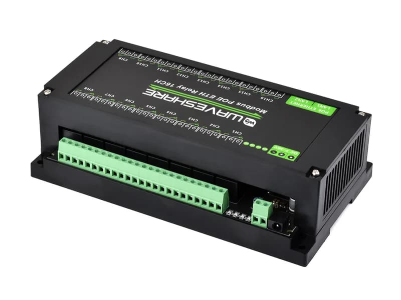 16-канальный релейный модуль Ethernet, протокол Modbus RTU / Modbus TCP, связь через порт Ethernet, поддерживает питание PoE, с различными схемами изоляции и защиты